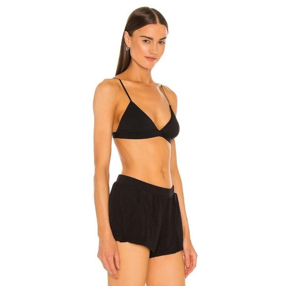 JONATHAN SIMKHAI STANDARD Mimi Matte Jersey Triangle Bralette Top Black sz M - Picture 2 of 6